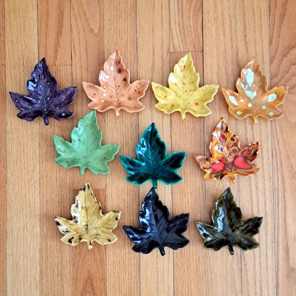 Arlene Allen Ceramic Maple Leaves MCM Hobbyist Set of 10